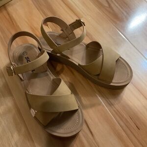 Soda Tan Cross-Strap Sandals